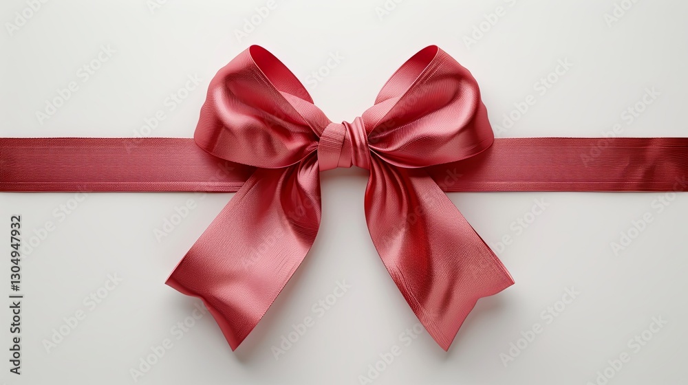 A satin bow centered on a white background is displayed perfectly A satin bow centered on a white background is displayed perfectly