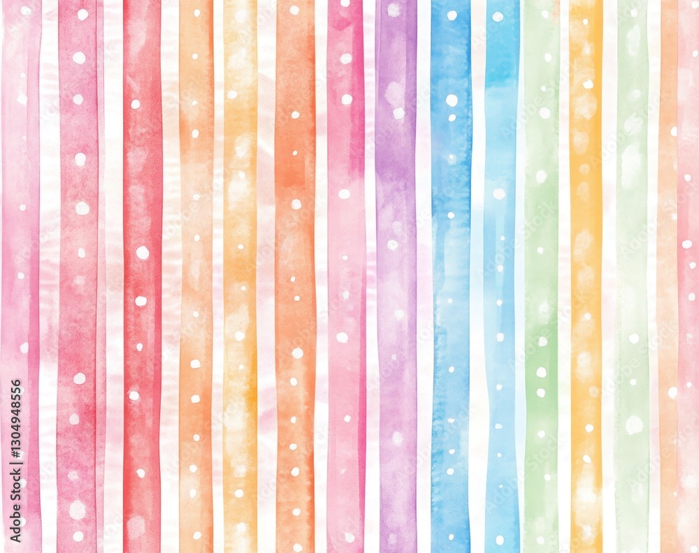 Rainbow watercolor stripes with white dots background. Rainbow watercolor stripes with white dots background.