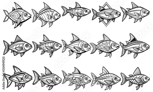 Intricate Neon Tetra Fish Coloring Page for Adults, Beautiful Line Art for Stress Relief and Relaxation, Ideal for Adult Coloring Books or Printable Art Therapy, High-Resolution Illustration.