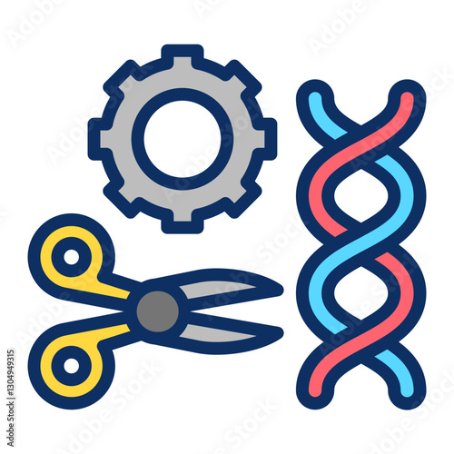 Genetic Engineering Vector Line Filled Icon Design
