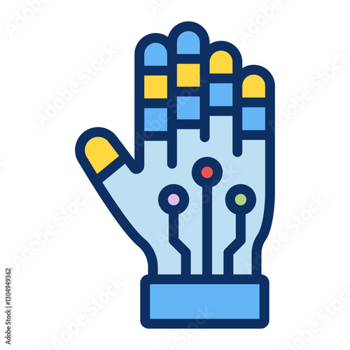Bionic Hand Vector Line Filled Icon Design