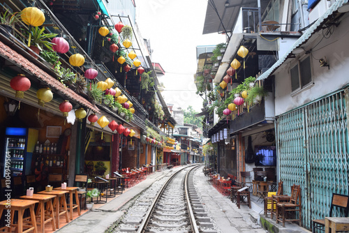 Cityscape of Hanoi Train Street, Vietnam