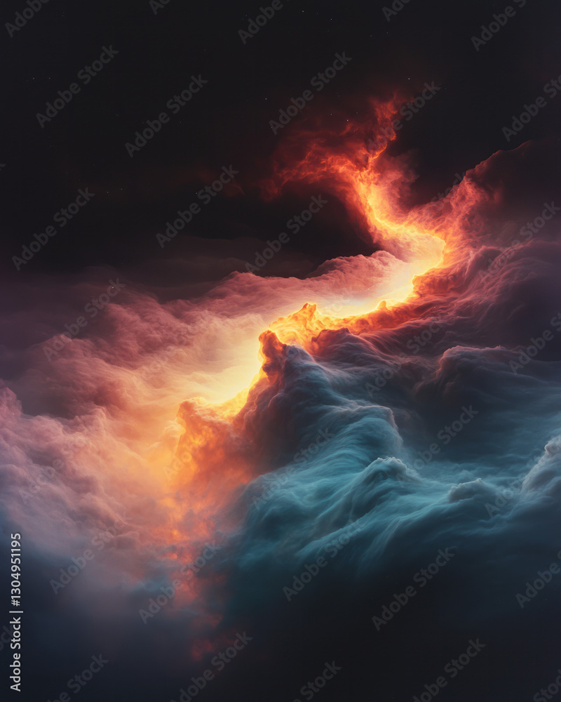 Fototapeta premium A surreal interstellar filament, woven from swirling gases of a nebula, gently rustling like a