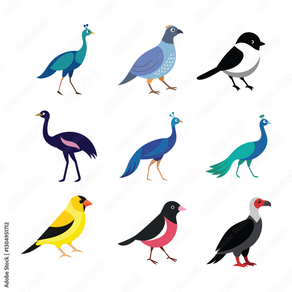 Fototapeta premium tropical birds with vector design set