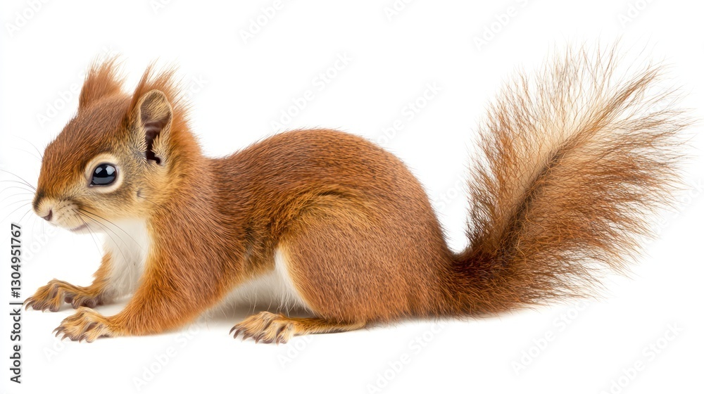 Fototapeta premium Energetic Red Squirrel, Isolated on White