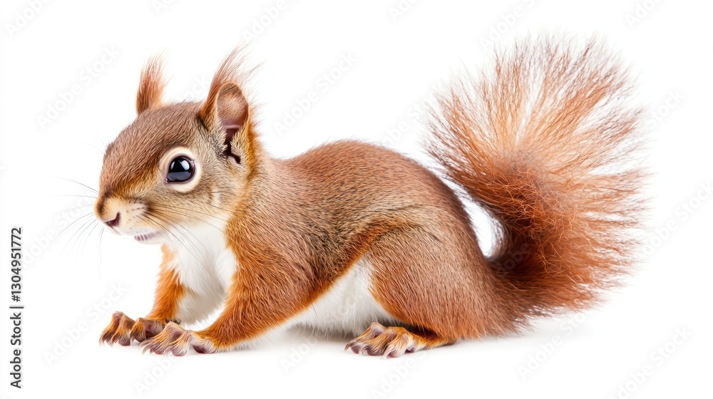 Obraz premium Energetic Red Squirrel, Isolated on White
