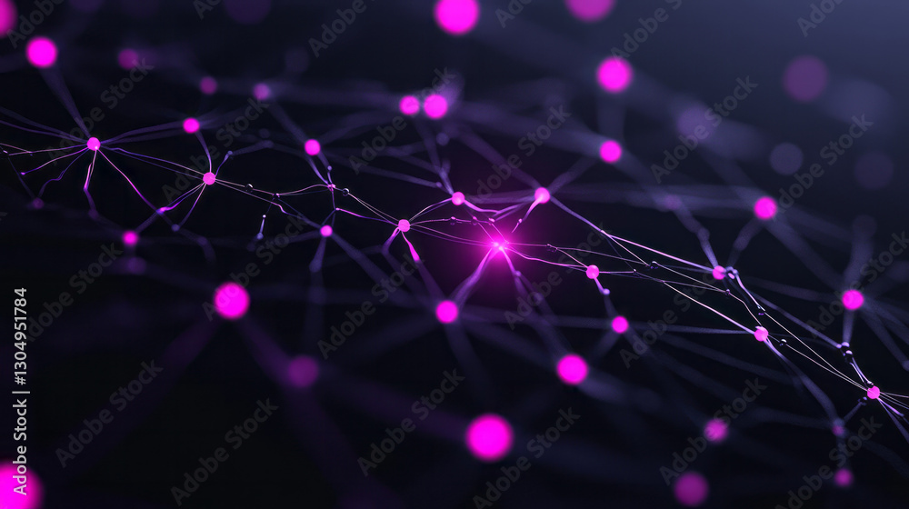 Fototapeta premium A mesmerizing digital construct where every interconnected node emits soft pulses of light,