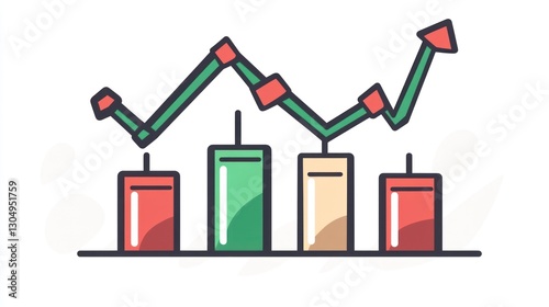 Simple Chart Showing Growth Trend, Colorful Chart for Data Presentation photo