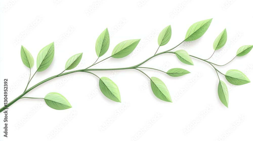 Obraz premium Fresh Green Branch, Isolated on White