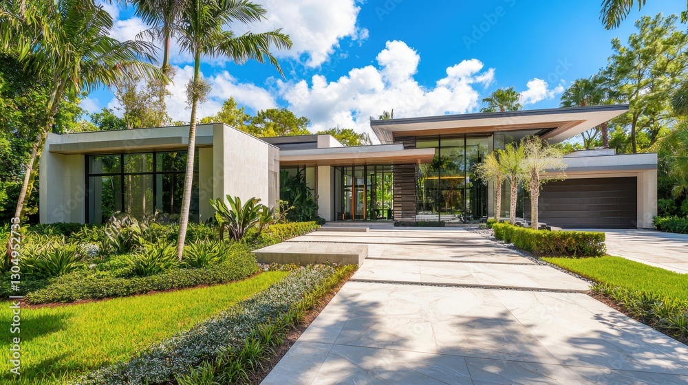 Fototapeta premium Modern Geometric Mansion with Abundant Sunlight
