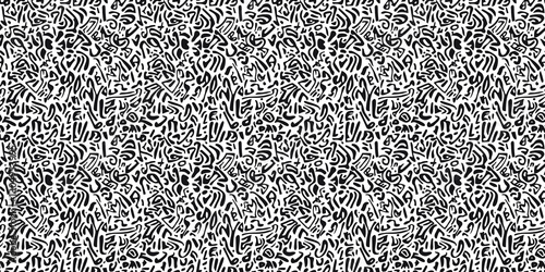 Intricate black and white seamless pattern with handwritten elements for creative backgrounds and textures. pattern handwrite