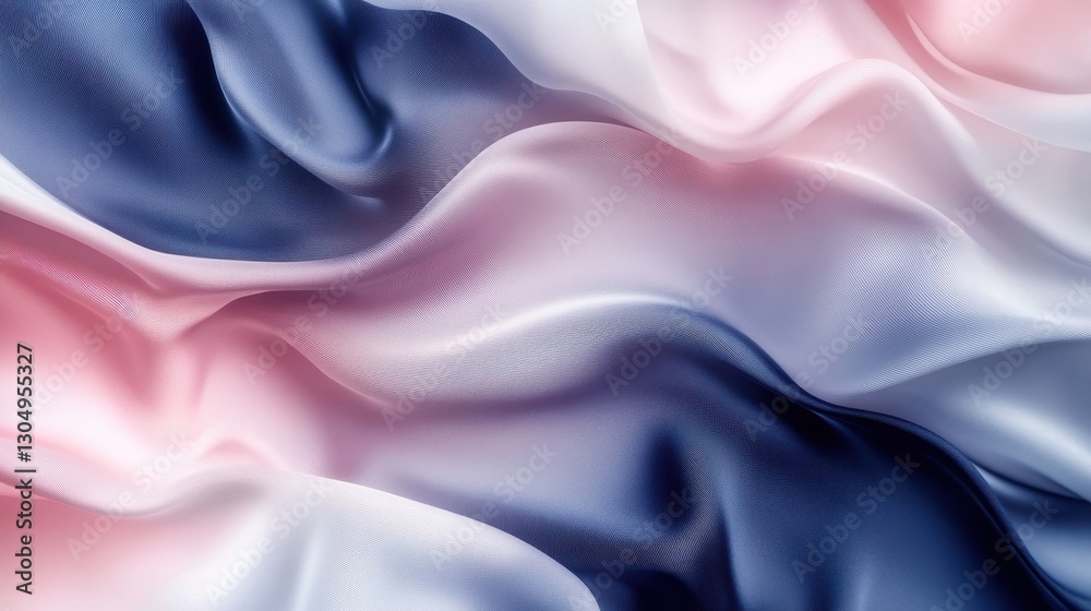 Fototapeta premium Flowing gradient resembling silk with soft transitions between indigo and blush pink hues