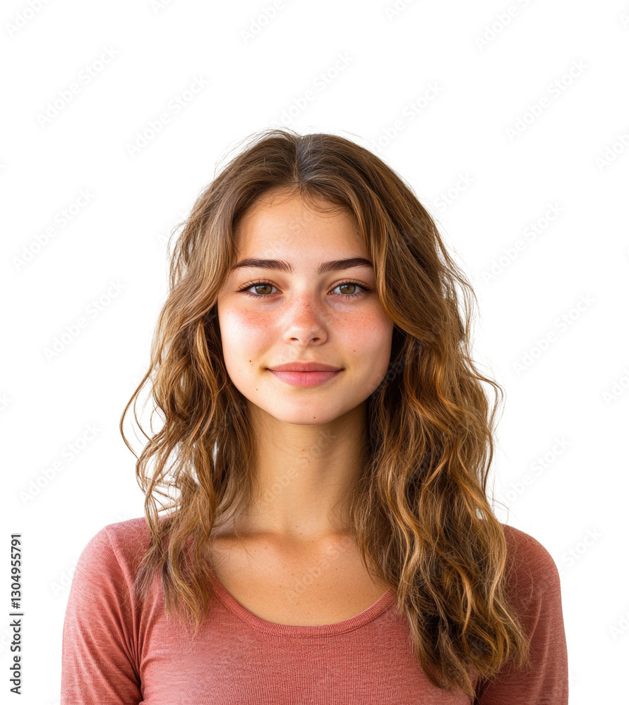 Portrait of a young woman neutral front view isolated on transparent background png Portrait of a young woman neutral front view isolated on transparent background png