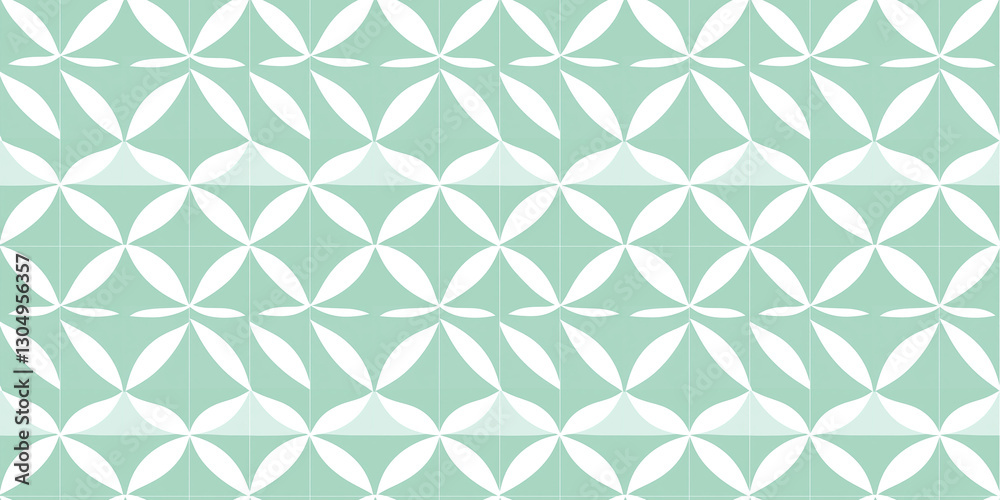 Fototapeta premium Seamless mint green pattern featuring geometric shapes and a fresh aesthetic for modern design projects. pattern mint
