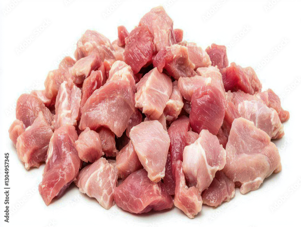 Fresh raw julienne cut chicken thigh meat ready for cooking Fresh raw julienne cut chicken thigh meat ready for cooking