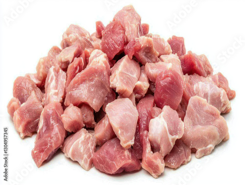 Fresh raw julienne cut chicken thigh meat ready for cooking