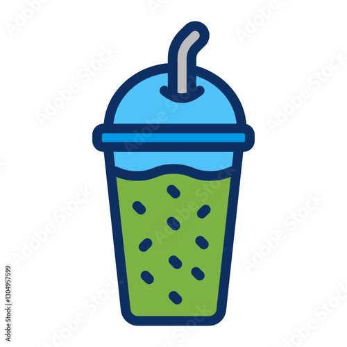 Green Smoothie Vector Line Filled Icon Design