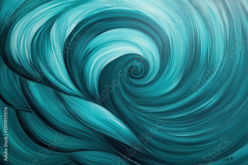 Vibrant teal swirl artwork captures the essence of ocean waves and fluid motion in a mesmerizing design