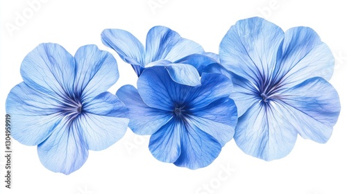 Blue Flowers, Isolated on White