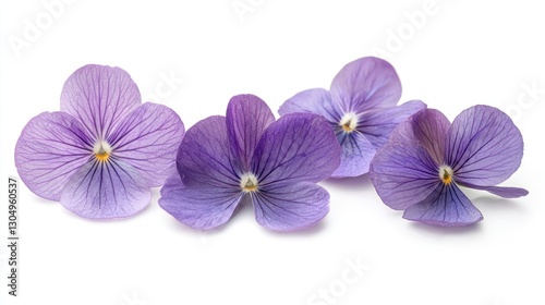 Purple Flowers, Isolated on White