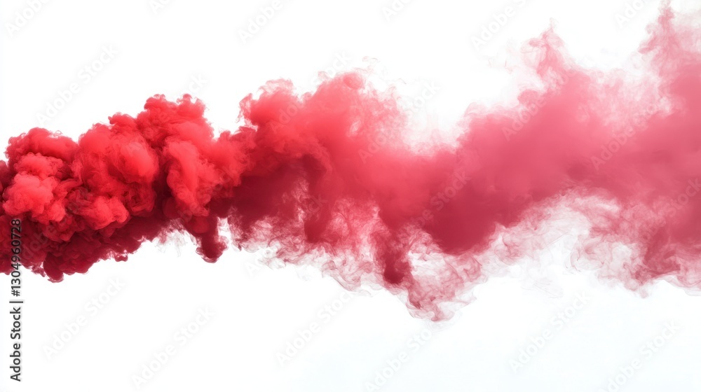 Fototapeta premium Red Smoke, Isolated on White