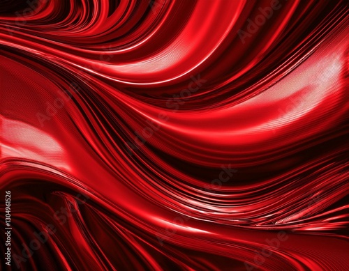 abstract flowing water liquid curve line in bright red metallic color new trend graphic design glossy pattern cool background textures