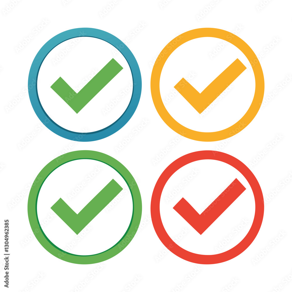 set of 4 Check mark or tick icons of vector illustration isolated on a white background set of 4 Check mark or tick icons of vector illustration isolated on a white background