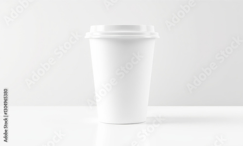 Wallpaper Mural plain white coffee cup on clean surface, perfect for branding or mockups. Ideal for showcasing designs or logos in minimalist style Torontodigital.ca