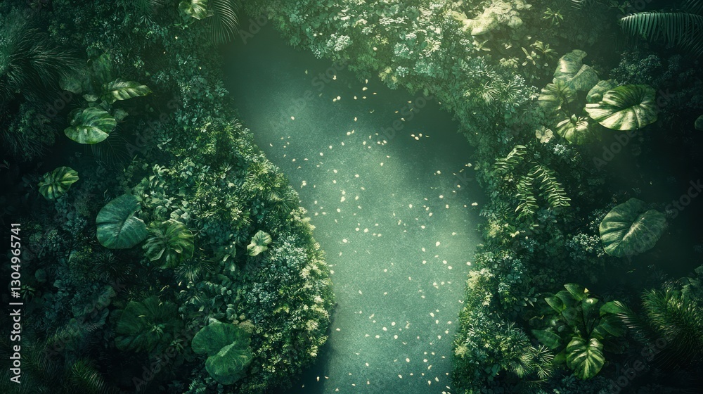 Fototapeta premium Enchanted Lagoon: An Aerial View of Lush Tropical Paradise