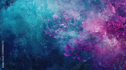 Underwater garden with soft neon pinks and purples fading into a teal abyss