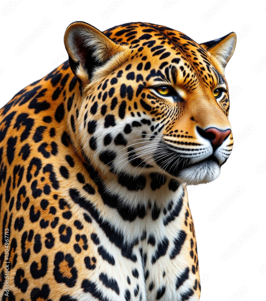 Obraz premium Jaguar with Spotted Coat and Yellow Eyes, transparent background