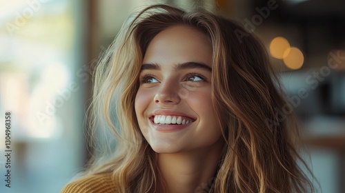 Young Woman Smiling With Long Blonde Hair