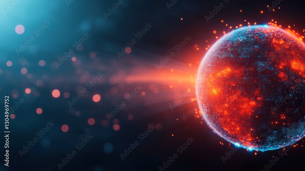 Fototapeta premium Explosive cosmic collision outer space digital artwork sci-fi environment dynamic viewpoint energy concept