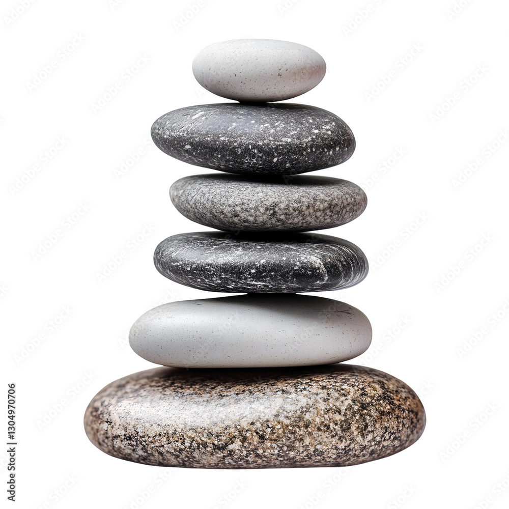 Stack of smooth, oval-shaped stones on transparent background Stack of smooth, oval-shaped stones on transparent background