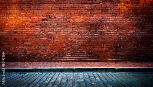 red brick wall texture road sidewalk abandoned urban background