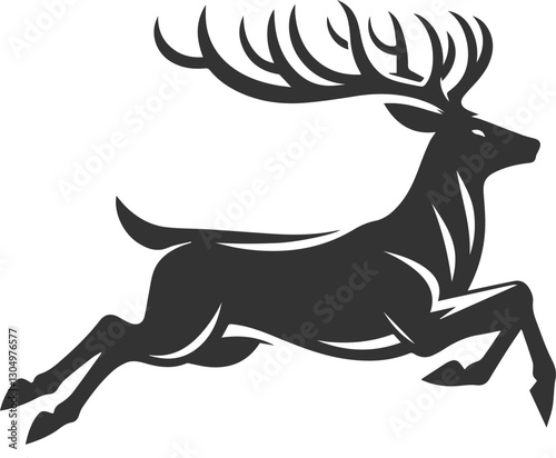 Deer sprinting with its front legs extended forward and back legs fully stretched animal silhouette vector