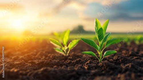 Wallpaper Mural Plant growth action agricultural field nature sunrise environment close-up view renewal concept for sustainability Torontodigital.ca
