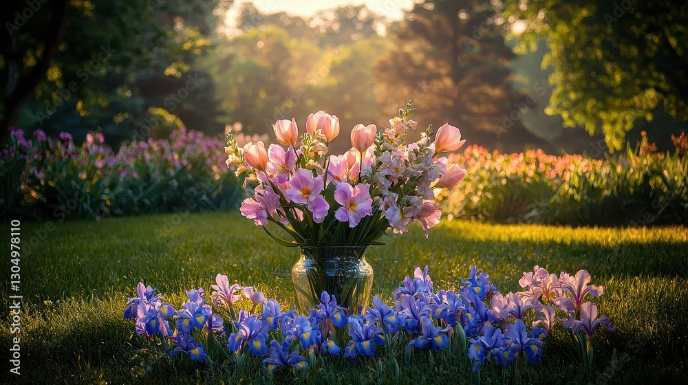 Obraz premium Modern Artistic Spring Bouquet Blending Delicate Colors in Nature
