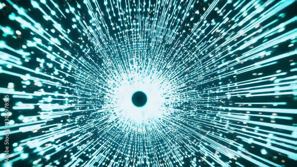 Enter a mesmerizing futuristic tunnel filled with glowing structures. Witness dynamic flight as light flows through the tube, creating an ethereal effect enhanced by illuminated geometric patterns.