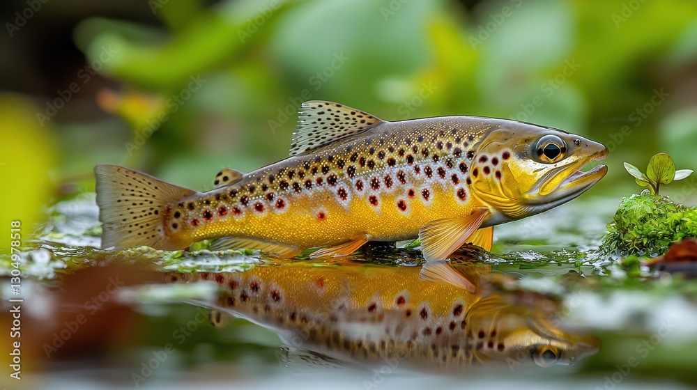 Brown Trout in Pond, Nature Scene
