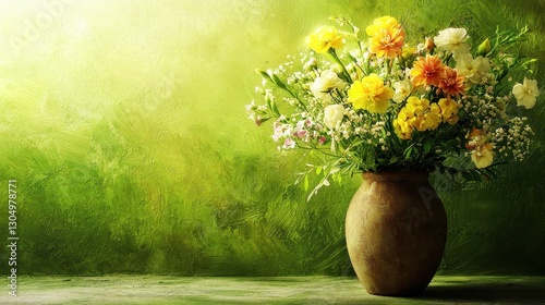 Vibrant Spring Bouquet of Fresh Flowers in Nature Setting