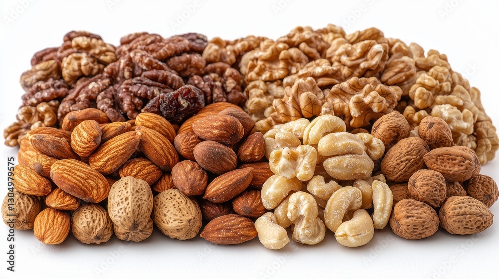 Assorted Nuts on White Background Assorted Nuts on White Background