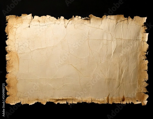Refined Aged Parchment with Smooth Edges on a Solid Black Background