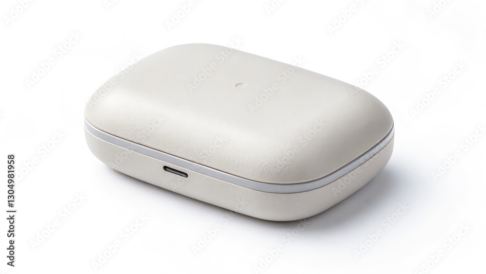 Beige Wireless Earbud Charging Case Isolated on White Background Beige Wireless Earbud Charging Case Isolated on White Background