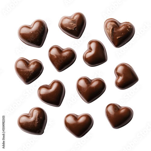 heart shaped chocolate candies isolated on transparent background 