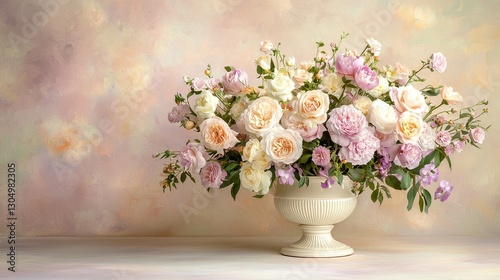 Soft Romantic Spring Bouquet in Pastel Colors with Roses