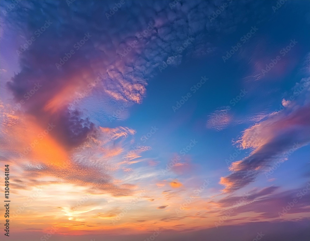 Obraz premium gentle colors of sunrise sundown sky with soft clouds