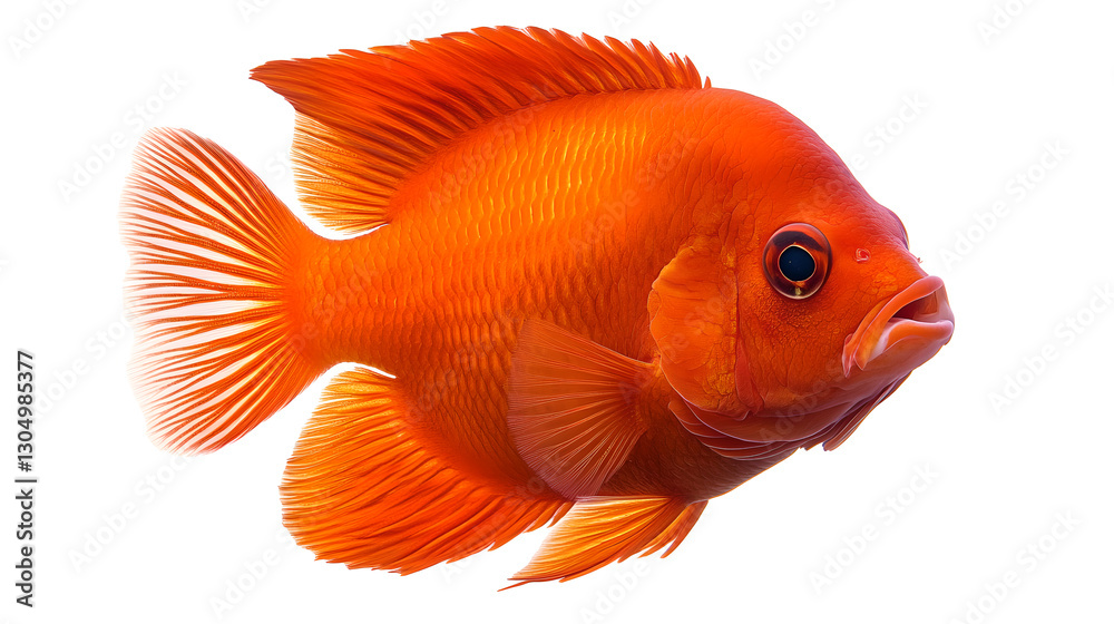 Fototapeta premium Vibrant Orange Fish Against a White Background