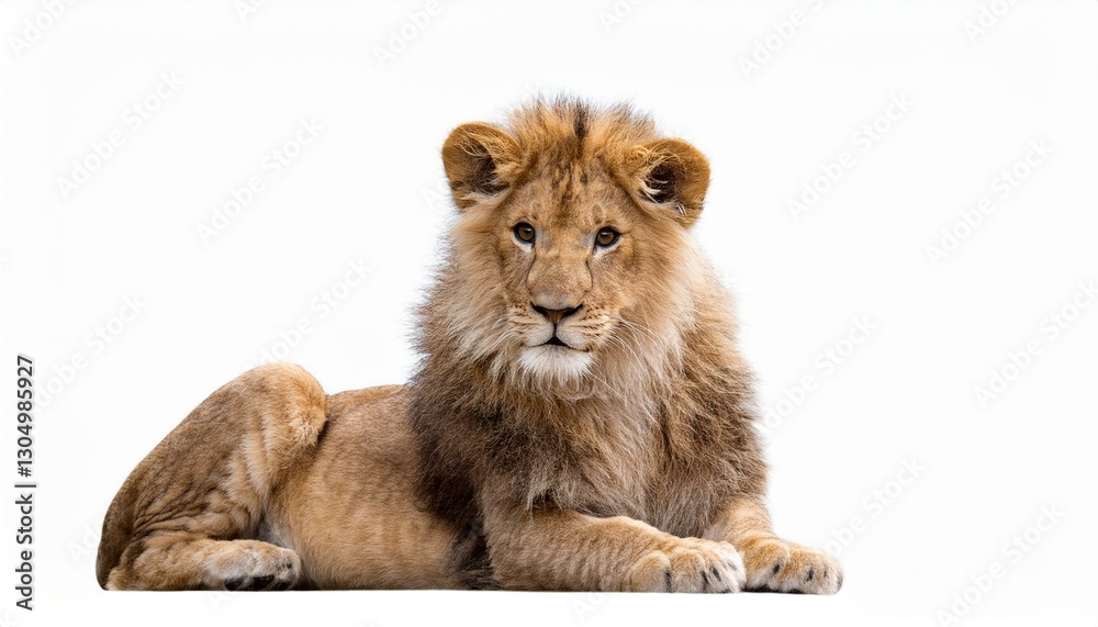 cute lion sitting isolated on white background