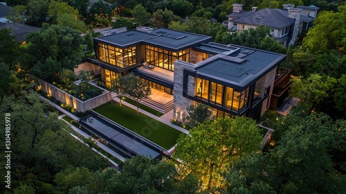 Geometric Contemporary Mansion with Sunlit Interiors